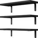 DOLLFIO Floating Shelves, 3 Sets Wall Wooden Shelves for Dcor, Mounted Bathroom Shelf Storage, Book Wall, Bedroom, Living Room Black, HM02, 16.5*5.9*0.6 inches