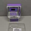 Fishboy ATM Piggy Bank for Kids with Power-Off Memory and Debit Card for Real Money, Onekey Shutdown, Coin Recognition, Target Setting, Bill Feeder, Balance Calculator, Electronic Savings Machine Box (Silver/Purple)