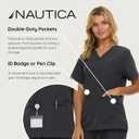 Nautica Women's Scrub Set, 9-Pocket Breathable & Stretchy Pants & Tops (Gray, M)