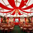 10 Panels 5ftx30ft Red Ceiling Drapes for Valentines Day Decoration 30 FT Extra Long Thick Polyester Wrinkle-Free Drapery Tent Decor Decorations for Birthday Party Ceremony Stage Swag, 60"W x 360"L