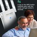 WiFi Extender Signal Booster, Long Range Internet Booster, 130% Broader Coverage Than Before for Home, 4X Faster Wireless Repeater w/Ethernet Port, Easy 1-Tap Setup, Access Point