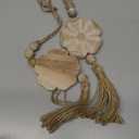 2pcs Carved Floral Tassels with Farmhouse Wood Beads - Multi-Functional Wall Decor Tray Home Decoration (Natural)