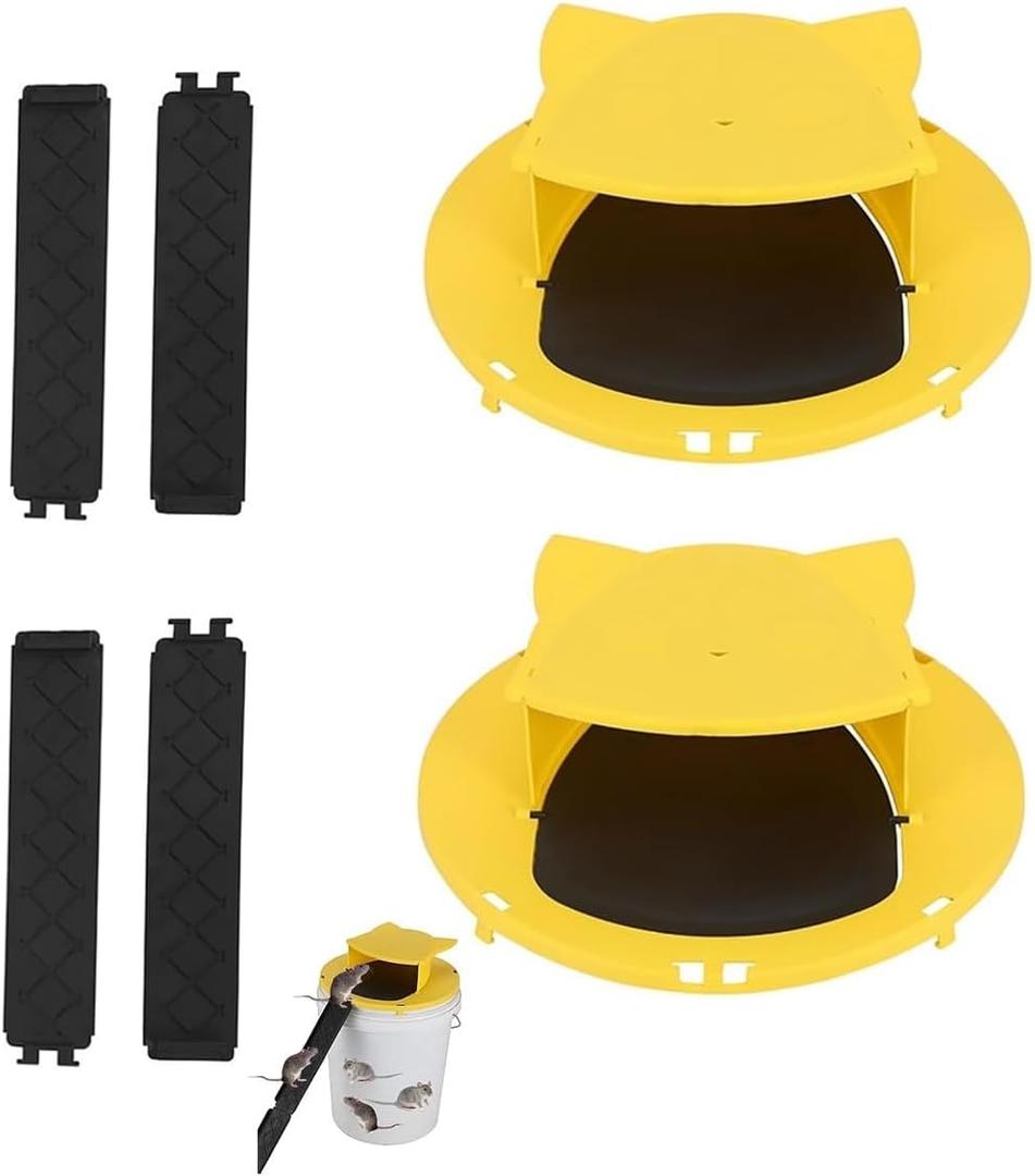 Mouse Trap Bucket - Mouse Traps Indoor for Home - Multi-Catch, Auto-Reset, Humane or Lethal Rat Trap - 5 Gallon Bucket Compatible-2Pack