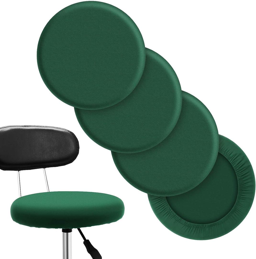 Tatuo Round Bar Stool Seat Covers Washable Stool Cushion Slipcover Elastic Bar Chair Covers for 14-17 Inch Chair (Green, 4 Pieces)