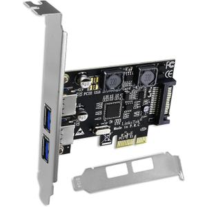 2-Ports PCIE USB 3.0 (USB 3.1 GEN1) 5Gbps Expansion Card for Desktop PCs, 2X 5Gbps USB-A Ports, Built in Smart Power Distribution Technology, No Need Extra Power Supply (PCIE-U302A)
