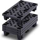 4 Pcs Plastic Pallets for Basement Storage Nestable Moisture Waterproof Lightweight Floor Pallets with Breathable Grid for Indoor Outdoor Supermarket Warehouse (19.6 x 11.8 x 3.9 Inch,Black)