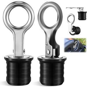 2 x 2 Pack Lawn Roller Plug Replacement for 49467 (1-1/4"), Compatible with 45-0604 & 45-0610, Stainless Steel Snap Handle Yard Roller Plug for Filling and Draining