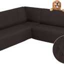 Arfntevss Corner Sectional Couch Covers for Sectional Sofa L Shaped Sofa Cover Washable Quilted Sofa Slipcover Non Slip U Shape Couch Cover Pet Dog Furniture Protector (Dark Brown, XX-Large)