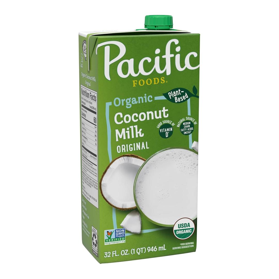 12 x Pacific Foods Organic Coconut Milk, Plant Based Milk, 32 oz Carton (EXP 11/11/26)