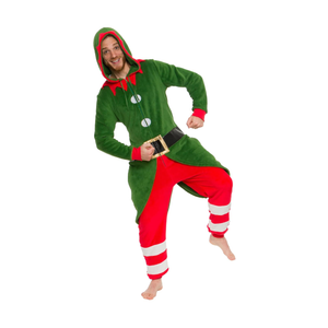 Funziez! Christmas Adult Onesie - Elf Costume - Holiday One Piece Cosplay Suit Size S