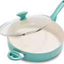 GreenPan Rio Healthy Ceramic Nonstick 5QT Saute Pan Jumbo Cooker with Helper Handle and Lid, PFAS-Free, Dishwasher Safe, Turquoise
