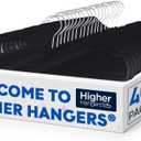 Higher Hangers Slim Black (Non-Velvet) Short Neck Vertical-Space-Saving Clothes Hangers, 40-Pack, Reduce Wrinkles & Max Closet Space in Home, Apartment, Dorm, RV, Boat, Yacht, 17 inches wide x 6 inches tall x 1/4 inch thick