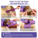 Syhood 12 Pcs Plastic Hair Rollers for Women Large Size Curlers Set Snap Roller Clips with Rat Tail Comb for Long Medium Short Hair Bangs, Salon Hairdressing Styling Tool(2.6 x 1.4 Inch,Purple)
