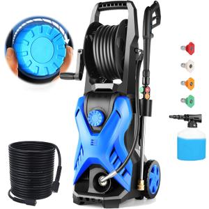 5000 PSI Adjustable Pressure Washer 2.8GPM Electric Power Washer with 33ft Hose, 4 Nozzle and Foam Cannon, Powerwashers for Home, Cars, Pressure Setting Range (2500-5000PSI) Blue