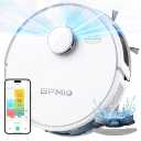 BPMIO Robot Vacuum Cleaner with Mop,5000Pa with LiDAR Navigation,5 floor Mapping,3 in 1 Robotic Vacuum with Auto Carpet Boost,APP/Alexa/WiFI,Self-Charging,Ideal for Pet Hair,Carpet,Hard Floor White