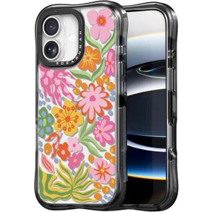for iPhone 17 Case Cute - Military-Grade 20 ft Drop Protection Shockproof Phone Case - Funny Passion Flower Design (6.3") Black