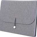 Fabric Expanding File Folder Document Organizer A4, 13‑Pocket Indexed File Case (Gray)