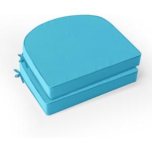 Outdoor Chair Cushions Set of 2: Waterproof & Fade Resistant Patio Furniture Cushions - 19 x 19 x 2 Inch Non Slip Round Corner Seat Cushion Pads with Removable Cover for Garden Yard Lawn, Teal