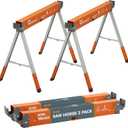 BORA Workhorse XT Adjustable Saw Horses 2 Pack Folding Heavy Duty Sawhorse with Adjustable Height Legs, 2700 lbs Capacity - Portable Workbench & Work Station with Built-in Bottle Opener PM-3360T