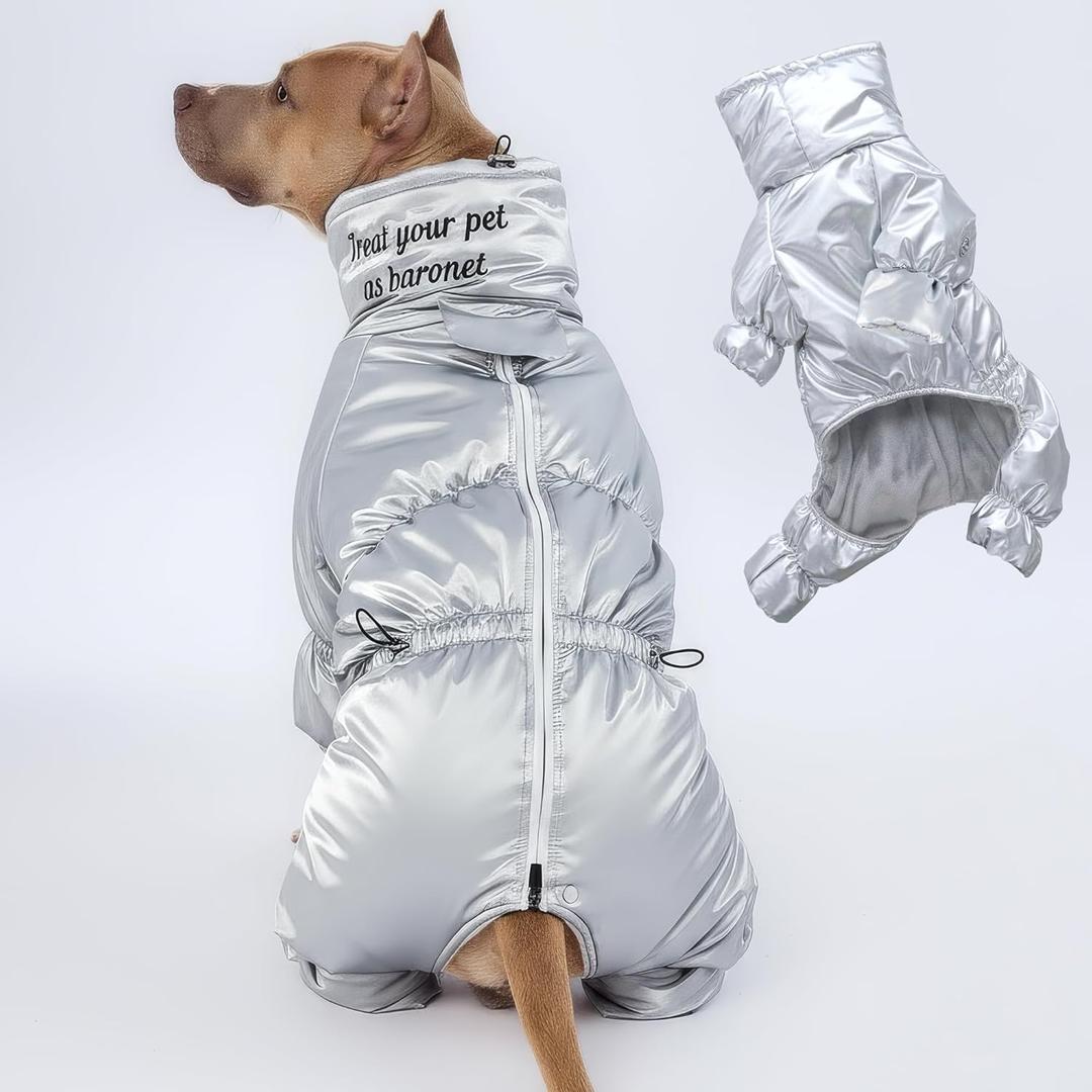 Dog Winter Jacket 5XL Waterproof Full Body Snowsuit for Large Dogs Warm Insulated Cold-Weather Coat with Zipper Closure (Chest 30.7" Length 20.5")