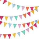 Shappy 24 Pieces 15.7 Feet Colorful Pennant Flags Banner Imitated Burlap Bunting Banner Pastel Fabric Triangle Flag for Classroom Carnival Birthday Wedding Party and Festival Decoration(Soft Colors)