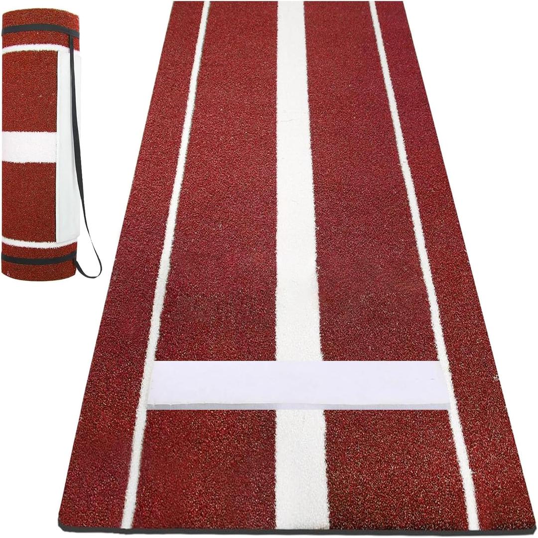 10x3 ft Softball Pitching Mat with Mound - Antifade Turf, Antislip Foam Backing - Fastpitch Equipment for Softball and Baseball Pitchers Practice-Green/Red