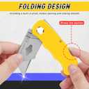 JETMORE 4 Pack Folding Utility Knife Box Cutter Tube Cutters with Extra 10Pcs Blades Cutters for Home Office Warehouse Durable Razor Knife Box Knife Box Opener Box Cutter with Clip Navajas de Trabajo
