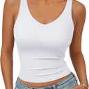 Trendy Queen Women's Tank Tops Double Lined Crop Sleeveless Going Out Camisole Summer Fashion Basic Soft Spring Clothes 2026, Large