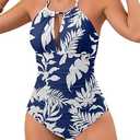 B2prity Women's Slimming One Piece Swimsuits Tummy Control Bathing Suit Halter Swimwear for Big Busted Curvy Woman, L