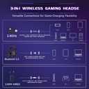 Acer 2.4GHz Wireless Gaming Headsets for PS5, PS4, PC, Switch, Tri-Mode Bluetooth Gaming Headset with Mic, Stereo Sound, 40+Hr Battery, 50mm Drivers - Black