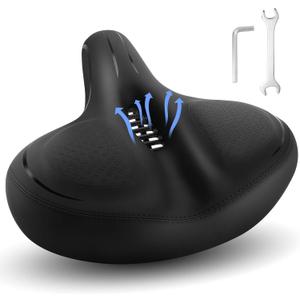 Oversize Bike Seat Cushion, Soft Wide Exercise Bicycle Cushion for Bike Saddle, Fits Stationary Bikes, Indoor Cycling, Spinning, Bicycle Wide Saddle Replacement for Men and Women