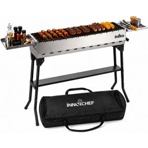 Charcoal Grill, Foldable Portable BBQ Grill for Camping & Backyard
37.6" Ceramic Grate, 330 sq. in. Cooking Area, Dual Side Tables, Pull-out Ash Pan & Carry bag for Tailgating & Cookouts