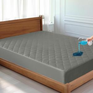 LUX Dcor Queen Mattress Pad - Quilted Elastic Fitted Mattress Cover Protector Upto 16 Inches Deep Pocket - Soft Breathable Noiseless Mattress Topper (Grey 60 X 80)