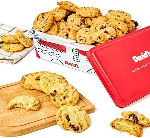 David's Cookies Cranberry Pistachio Biscuits Sweet Sampler Tin - Irresistible Crunch, Snacks And Bakery Treats - Ideal for Snacking And Gifting - Delicious Gourmet Food Gift For All Occasions 9.3oz, Best Before: 09/11/25