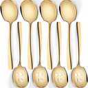 Serving Spoons Set 9.14 Inch Slotted Spoon Serving Spoon Stainless Steel Serving Utensils for Buffet Parties Catering Dishwasher Safe(Set of 8, Gold)