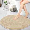 OLANLY 30-inch Round Bathroom Rugs, Extra Soft and Absorbent Chenille Bath Rugs, Quick Dry Machine Washable Bath Mats for Bathroom Floor, Tub and Shower, Home Decor Accessories, Beige
