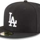 New Era 11591149: Los Angeles Dodgers Basic Black/ White 59FIFTY Fitted Cap (7 3/ 8)