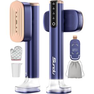 Travel Steamer for Clothes with 180 ml Water Tanks,15s Fast Heat-up,24 g/min Strong Steam Performance, Portable Garment Steamer with Touch Control, LED Display, Steam Iron(Blue Gold)