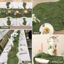 2 Pack 10 Ft Cheesecloth Table Runner Olive Green Gauze Long Table Runners Boho Gauze Cheese Cloth Table Runner Rustic Sheer Runner for Wedding Party Table Decor ( 35 x 120 Inch )