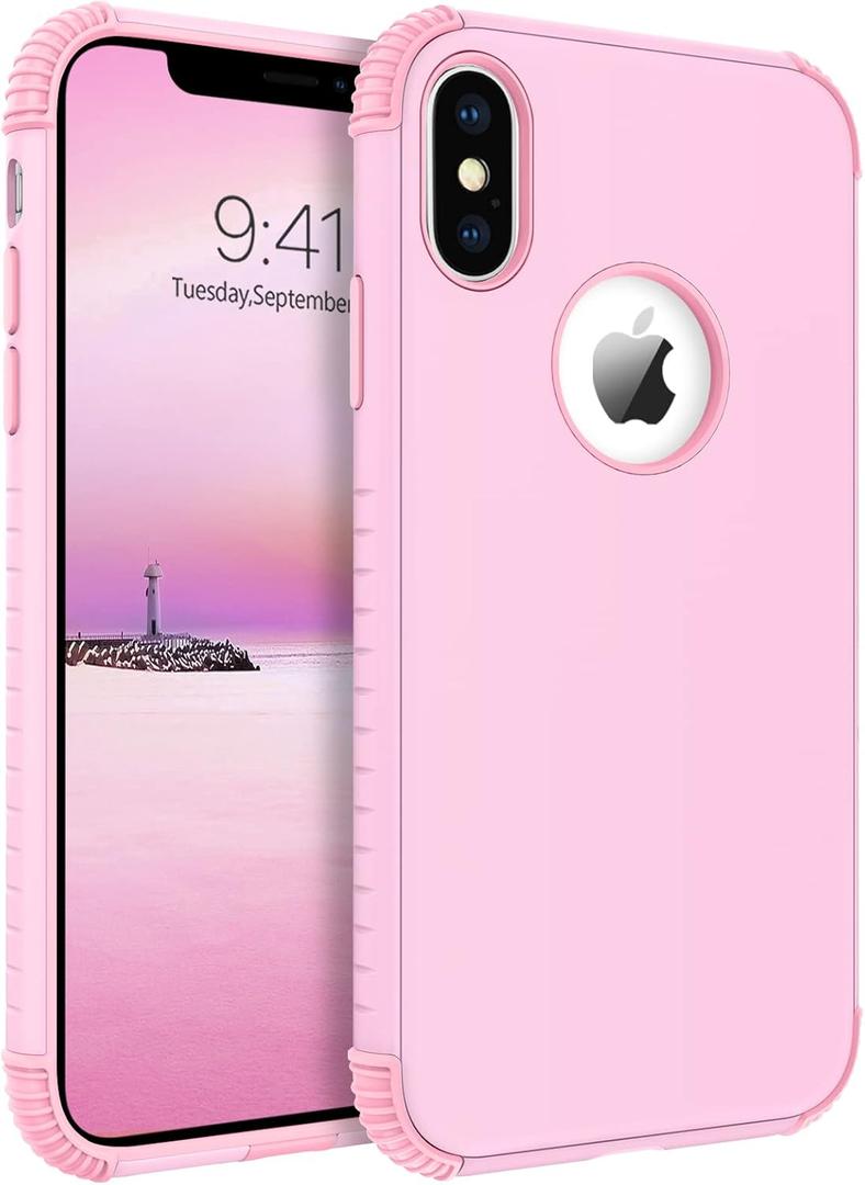 BENTOBEN for iPhone Xs Max Case, Phone Case iPhone Xs MAX, Heavy Duty 2 in 1 Full Rugged Shockproof Protection Hybrid Hard PC Bumper Drop Protective Girls Women Boys iPhone XsMax Covers, Pink Design