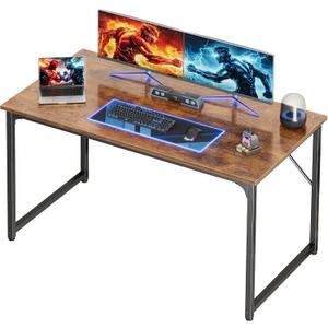 PRAISUN 47 X 24 Inch Computer Desk with Deeper Desktop, Gaming Office Writing Work Desk for Home Office, Study, Bedroom, Work from Home, Metal Frame, Rustic Brown