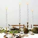 Spiral Taper Candle White Twisted Candlesticks 4 PCS Long Candle Sticks Unscented Tapered Candles for Home Dcor Weddings Festive Seasons Holiday (10INCHES)