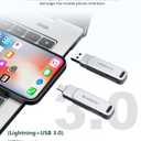 MFi Certified 256GB Flash Drive for iPhone Photo Stick, USB Memory Stick High Speed iPhone Flash Drive, External Memory Storage USB Stick Thumb Drive for iPhone/iPad/Android/PC (Metallic Silver)