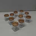 eispap 10Pcs 2oz Square Mini clear Glass Jars Small Honey Jars with Lids for Spice Canning Mason Gifts Candy Honey Wedding Party Favors DIY Crafts Food Storage 4.5 x 5.6cm (10, Rose Gold lid, Mini)