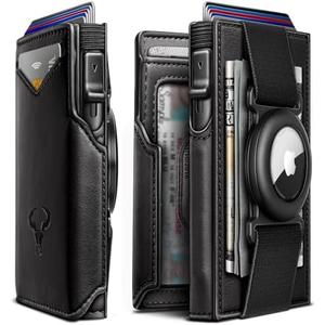 BULLIANT Men Airtag Wallet,Slim Front Pocket Wallet Money Clip for Men Gift 3.8"x2.7",Pop-up Access, Brown