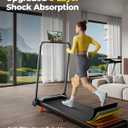 Portable Walking Pad with Handle Bar for Home & Office, 2 in 1 Folding Under Desk Treadmill with 8% Incline, 3.0HP Small Foldable Compact Treadmills Walking, 0-6.0MPH Electric Walking Machine, 265 LBS