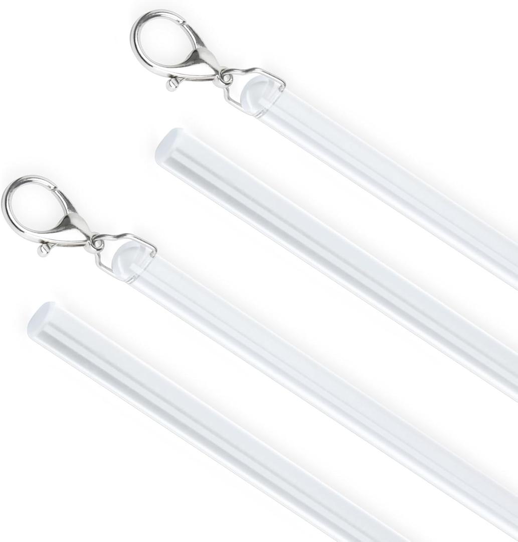 4 Pack Curtain Pull Rod with Metal Snap Invisible Clear Curtain Push Wand for Drapery and Grommet Curtains 1/2 Inch Wide (Acrylic, 40 Inch)