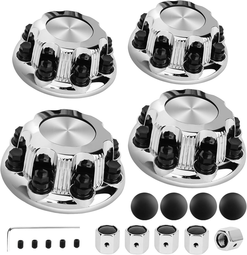 8 Lugs Wheel Center Caps Hub Caps Compatible with Chevy Silverado 2500 3500 Epress Van Set of 4 OEM Replacement Chrome Auto Hub Covers, Easy Bolt On - Fits 16" Inch Wheel Rims Caps