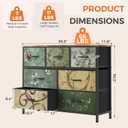 Sweetcrispy 7 Drawer Dresser for Bedroom Storage, Fabric Bins, Floral Print, 39.3"D x 11.8"W x 30.3"H