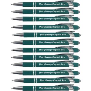 GIFTS INFINITY Personalized Metal Ball Point Pen Stylus Engraving Set of 12 (Green)
